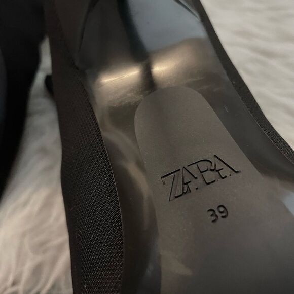 ZARA 
Black ankle boots mesh stiletto heels pointy toes 39 (8) - Picture 9 of 12